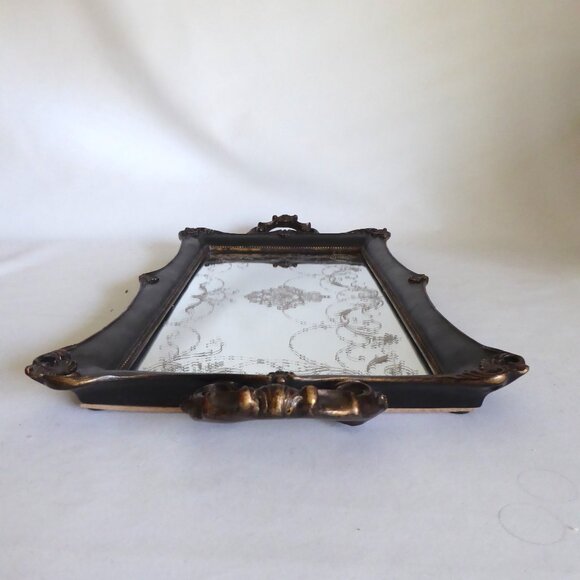 NEW 22” GOTHIC VANITY MIRRORED TRAY WITH HANDLES - Picture 3 of 15